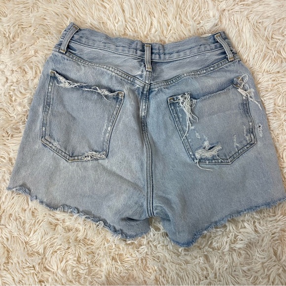 Agolde Cut Off Shorts Size 28 Blue Denim Distressed button fly ripped - Picture 6 of 6